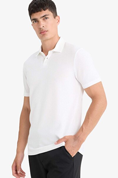 DeFacto Μπλουζάκι πόλο με λεπτή γραμμή εφαρμογής, λαιμόκοψη πόλο, κοντό μανίκ...