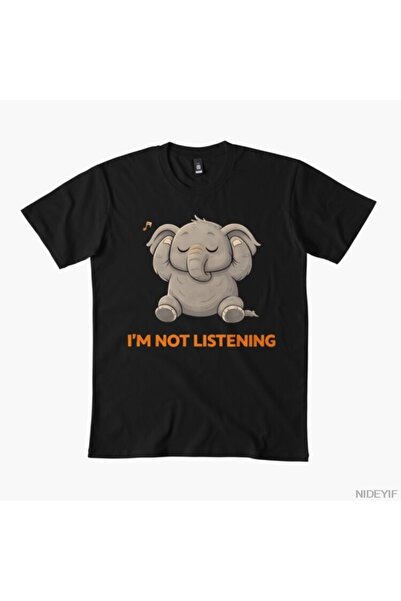 Flood Of Style Χαριτωμένο μπλουζάκι με μιμίδιο "I'm Not Listening To Elephant...