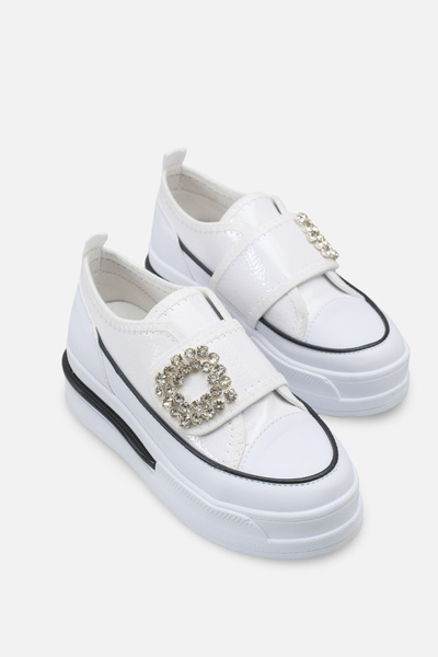 kajal ayakkabı Mdln 713 Stone Buckle Detail Velcro Sports Shoes