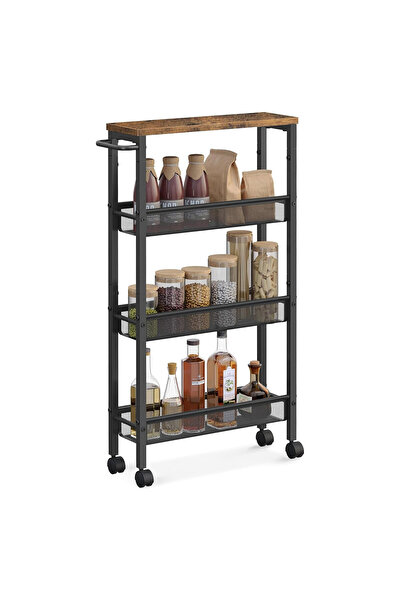 Relaxdays Λεπτό καρότσι αποθήκευσης, για μπάνιο ή κουζίνα, 77 x 13 x 45,5 cm,...