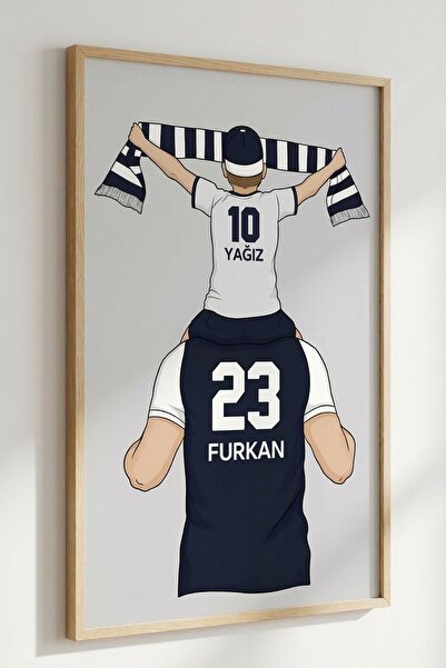 KİDEWO İsme Özel Baba Oğul Futbol Posteri, Kişiye Özel İsimli Forma Tasarım Ç...