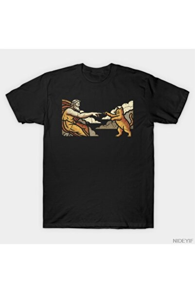 Flood Of Style Μπλουζάκι με αστεία τέχνη αναγέννησης παρωδίας με θέμα την γάτ...