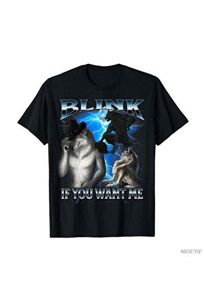 Flood Of Style Tricou amuzant Alpha Wolf Meme If You Want Me Crease Your Eyeb...