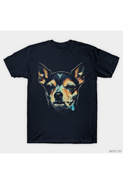 Flood Of Style Tricou Dog Smoking Cigarette Funny Chihuahua T tricou 100% P b...