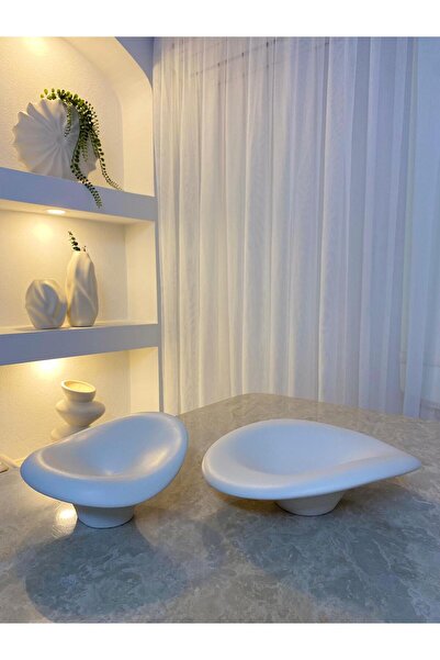 Tuge Home Zambak tabak 2’Li Seramik – Kum Beji