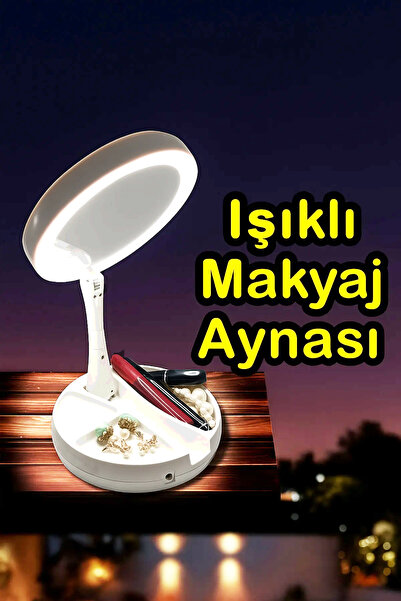 St Morritz Büyüteçli ışıqlı makyaj aynası, taşınabilir, LED aydınlatmalı, 10x...