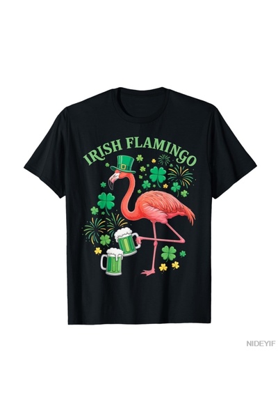 Flood Of Style تي شيرت أيرلندا فلامينجو شينانغان كرويدو بطبعة طيور عيد القديس...