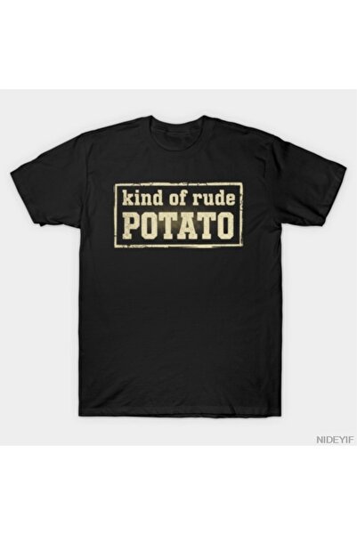 Flood Of Style تي شيرت بطباعة بسيطة على شكل قلعة البطاطس المضحكة والمرحة للرج...