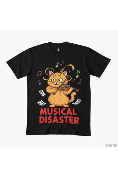 Flood Of Style Αστείο μπλουζάκι με μιμίδιο γάτας με βιολί για άνδρες Γυναικεί...