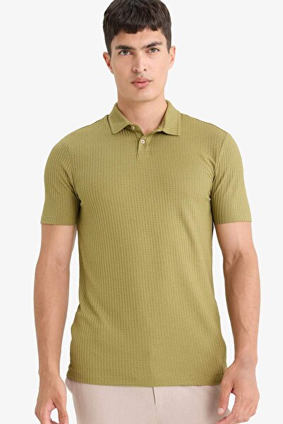 DeFacto Μπλουζάκι πόλο με λεπτή γραμμή εφαρμογής, λαιμόκοψη πόλο, κοντό μανίκ...