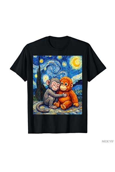 Flood Of Style Симпатична плюшена маймунка за гушкане, тениска с мотив на Ван...