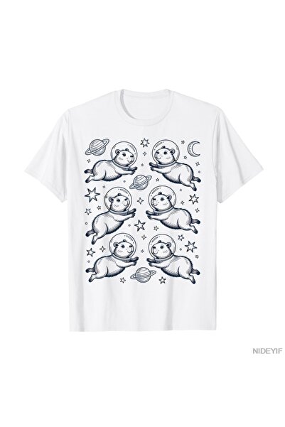 Flood Of Style Kawaii Space Capybara Meme Astronaut Estetică tricou 100% bumb...