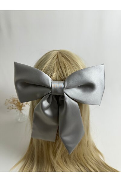 MegssStore Gray Acetate Satin Bow Automatic Buckle