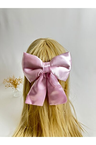 MegssStore Powder Pink Satin Bow Automatic Buckle