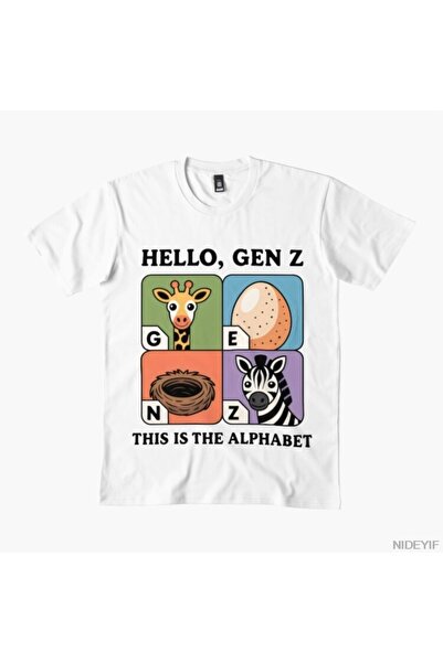 Flood Of Style Μπλουζάκι Hello GEN Z Alphabet για άνδρες Γυναικεία 100% P Βαμ...