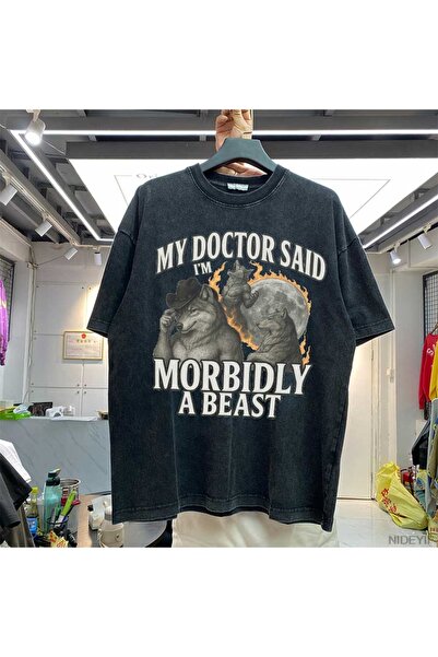 Flood Of Style Morbidly a Beast Werewolf Meme Alpha Nideyif Oversized T-Shirt...