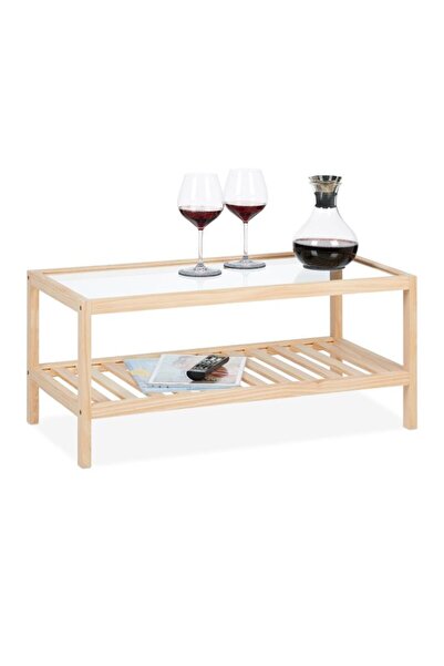 Relaxdays coffee table with glass top, , 80x40x35