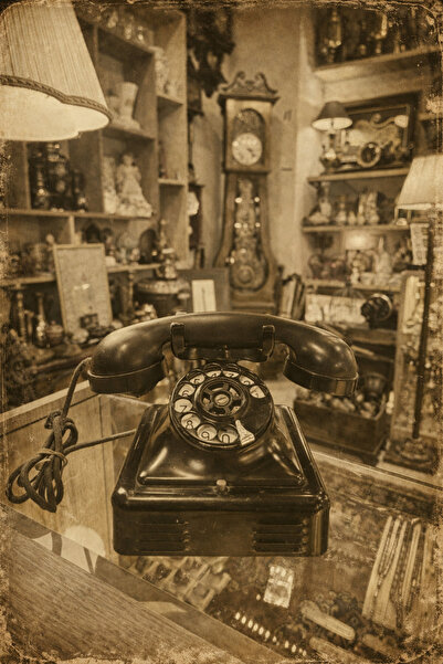 EVVEL ZAMAN ANTİK Vintage Bakalit Çevirmeli Telefon – Dekoratif Antika Telefon