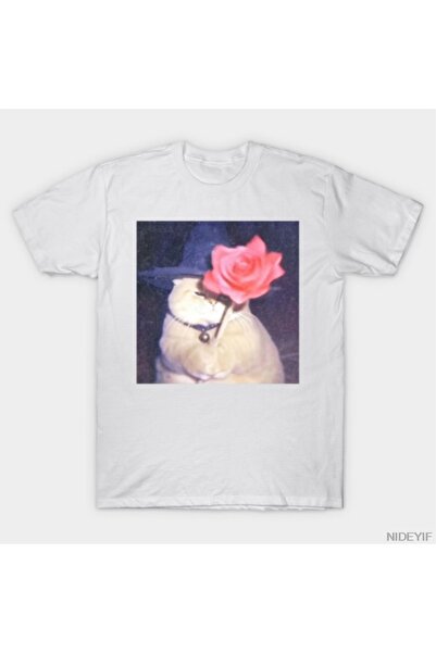 Flood Of Style Αστεία μπλούζα με μάτσα-γάτα που κρατάει τριαντάφυλλο, χαριτωμ...