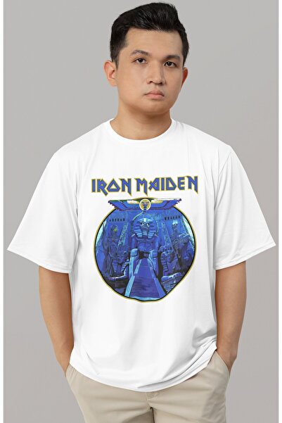 SEVBANO Tricou oversize unisex cu imprimeu Iron Maiden Rock Metal Music Band