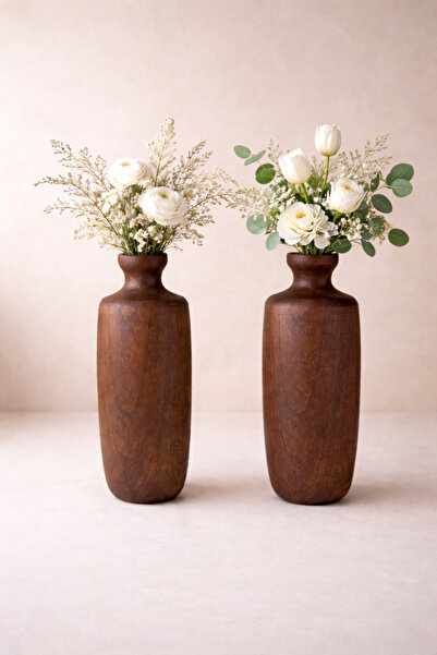 Woodcept. Aurelia Set of 2 Wooden Decorative Vases Nordic Style Modern Minima...
