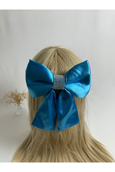 MegssStore Blue Stone Satin Bow Automatic Buckle