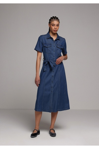 Colin's Rochie cu mânecă scurtă pentru femei, Dark Indigo D denim