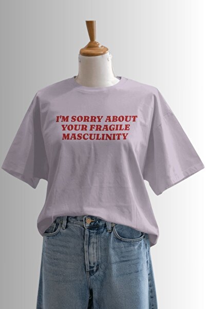 Ninkasiwear Oversized Fragile Masculinity Slogan Printed 24/1 Cotton Lu T-Shirt