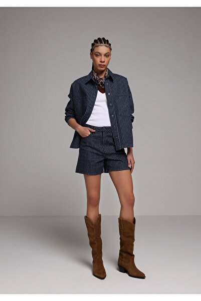 Colin's Pantaloni scurți din denim cu dungi pentru femei, cu talie medie, cro...