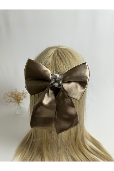 MegssStore مشبك أوتوماتيكي على شكل فيونكة من الساتان من ماركة مينزون مرصّع با...