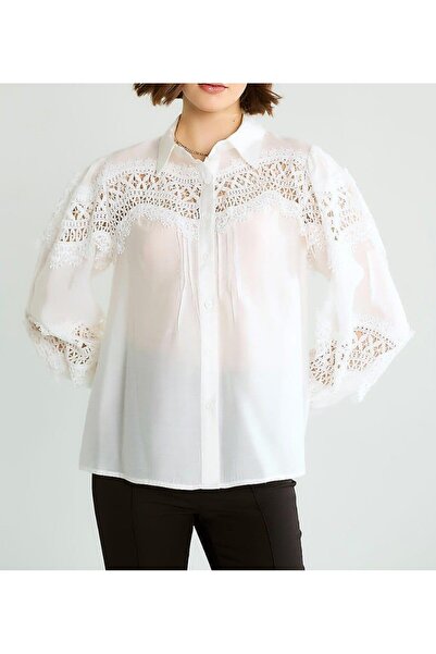 Lavanta Tekstil Patterned Lace Li Linen Shirts