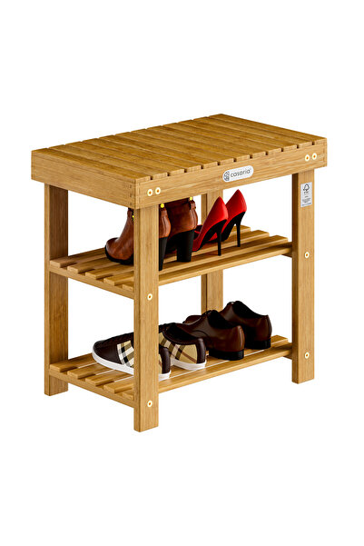 Deuba Acacia wood shoe rack and seat bench, 50 x 30 x 46 cm