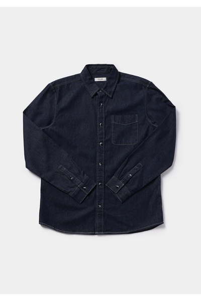 Colin's Regular Fit Classic Collar Plain Men's Dark Indigo D Denim Long Sleev...