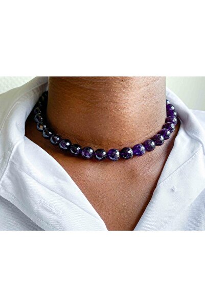 Taşmir Amethyst Natural Stone Pendant 10 mm Faceted Cut