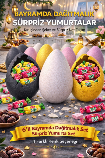 3D FABRİKAM 🥚🍬6'li Bayramda Dağıtmalık Sürpriz Yumurta Seti – İçinden Şeker...