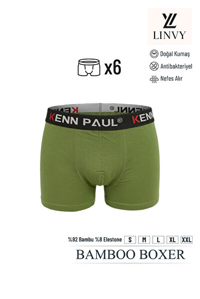 Erkek Bambu Boxer | Nefes Alan, Yumuşak Dokulu, Esnek ve Günlük Konforlu İç Giyim 6'lı paket