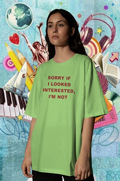 Ninkasiwear Sorry if I Looked Interested, I'M Not - Text Printed Unisex Overs...