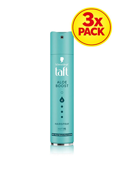 Taft 3x PACK Schwarzkopf Aloe Boost Hairspray, level 4 hold for styling, 250ml