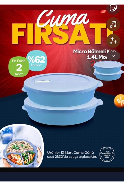 Tupperware Micro Cap 1.4 Lt Two Pieces