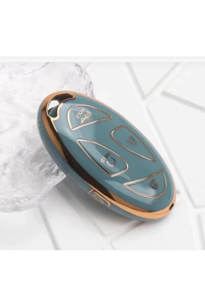 CİHAN GROUP Hyundai New Tucson Ioniq Kona Elantra Key Case Cover Blue/Gold 5-...