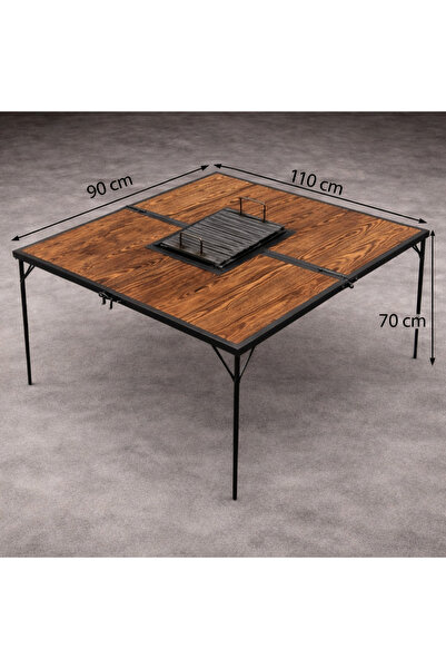 DR. CIVANA Katlanır Ocakbaşı Mangal Masası 90x110 cm Portatif Kamp Piknik Bal...