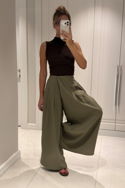 MANMARK بنطلون تنورة نسائي من قماش التينسل