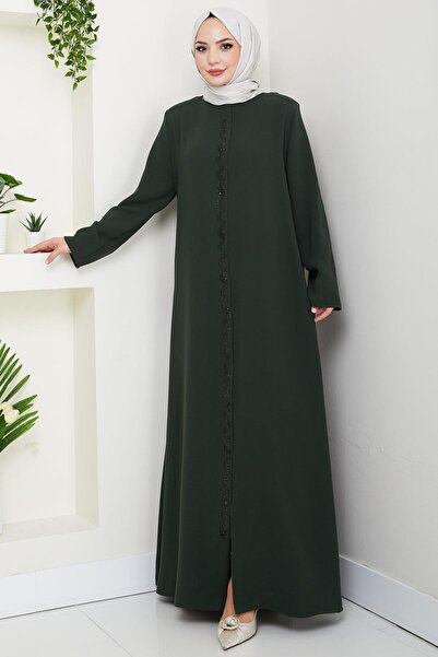 MODA Large Size Long Ferace with Stone Detail – Comfortable Fit Stylish Hijab...