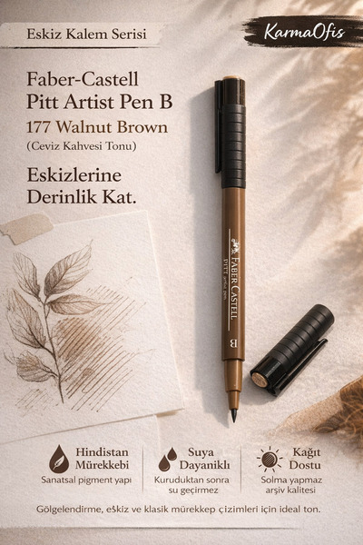 Faber Castell Faber-Castell Pitt Artist Pen B 177 Walnut Brown Eskiz Çizim Ka...