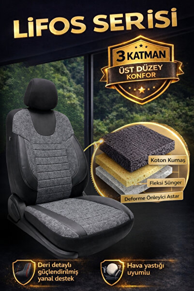 SM OTO KILIF Lifos Serisi Koton Kumaş Universal Oto Koltuk Kılıfı Tam Set