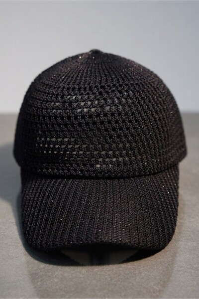 Mollycrush Pălărie neagră cu sclipici și găuri pentru femei |   Modelul Işılt...