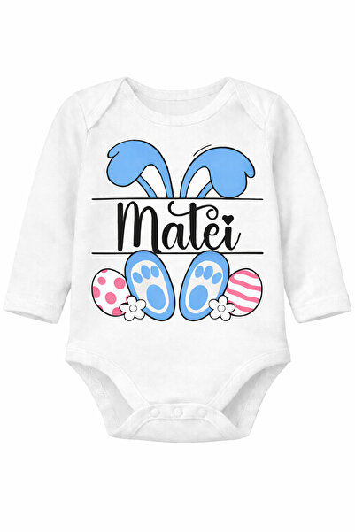 Victorino Body personalizat iepuraș și ouă de Paște - albastru