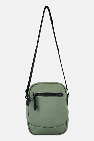 CLAN LONDON Men Brand Logo Cross Body Bag, Khaki Green