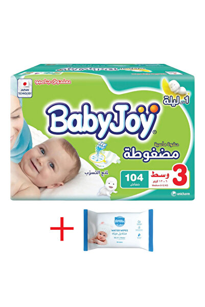 BabyJoy Diapers Size 3 Jumbo Box 104 + Mamy Pure Water Wipes