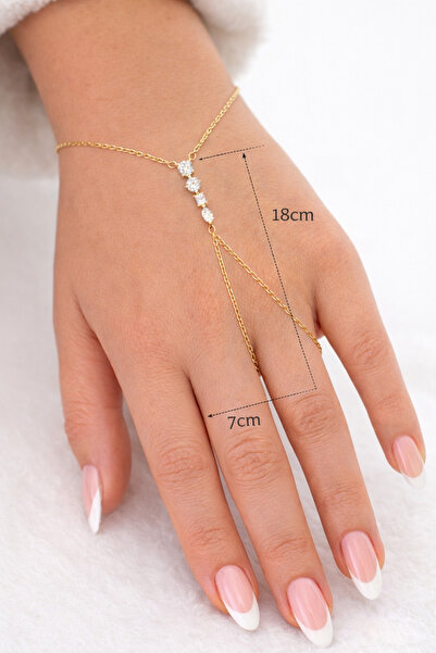 TuQos Gold Color Stone Steel Şahmeran Women's Bracelet Minimal Finger Bracelet